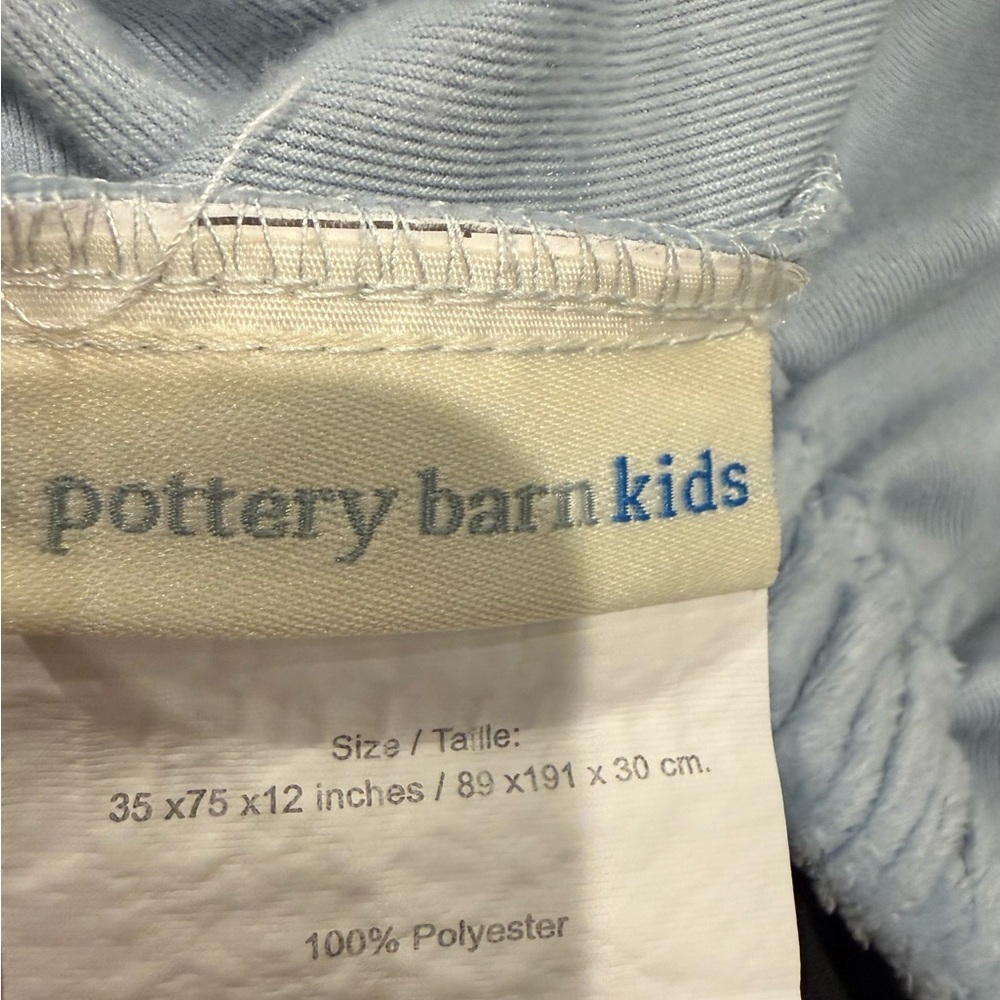 EUC Pottery Barn Kids Luxe Chamois Twin Light Blue Fitted Sheet & Pillowcase. - Picture 3 of 5